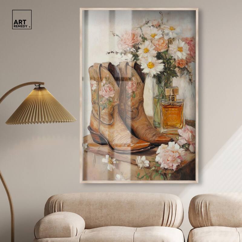 Delicate Floral Boots II Shadowbox by Art Remedy