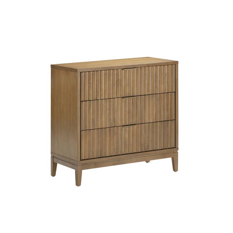 Jasper Mid-Century Modern 3-Drawer Dresser with Solid Wood Frame and Fluted Door Fronts