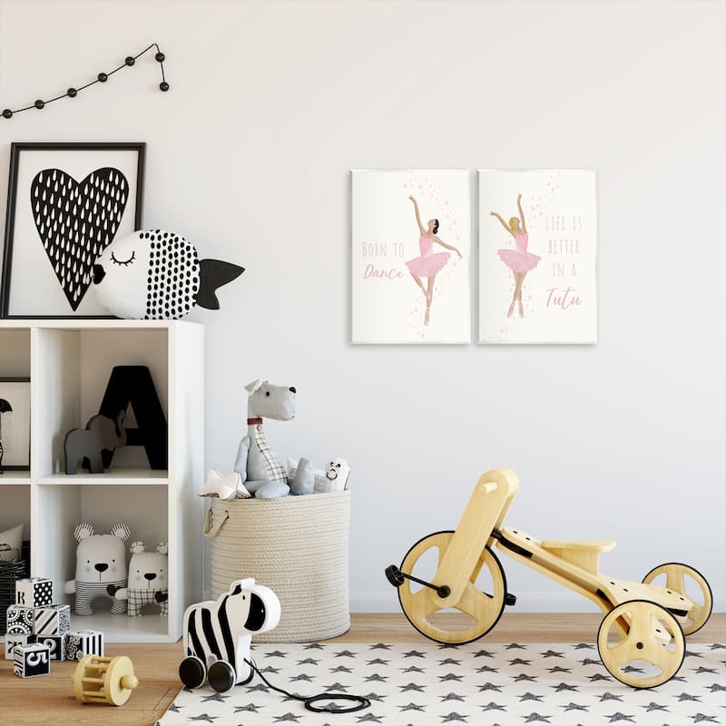 Stupell Inspiring Ballerina Sentiments Wall Plaque Art Design By Chen Alyesh (Set of 2)