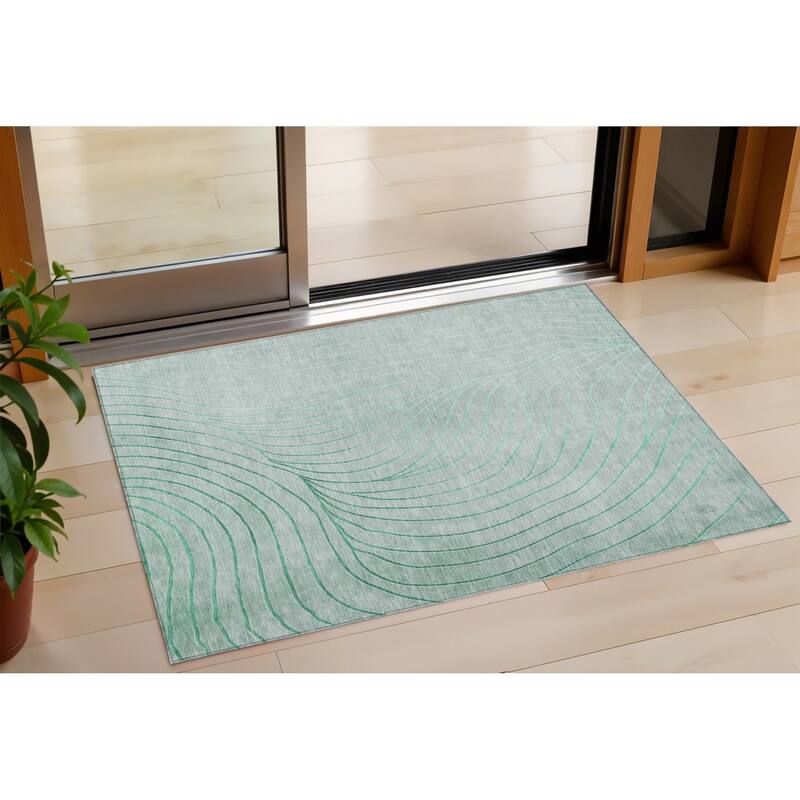 HomeRoots Abstract Transitional Rectangle Outdoor Rug - 3' x 5'