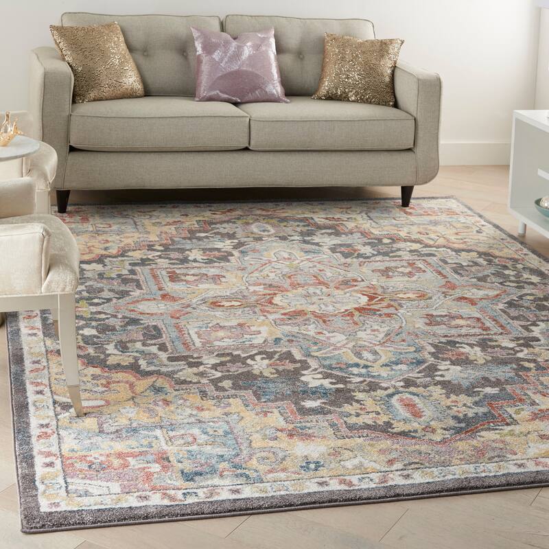Nourison Juniper Persian Farmhouse Medallion Multicolored Area Rug