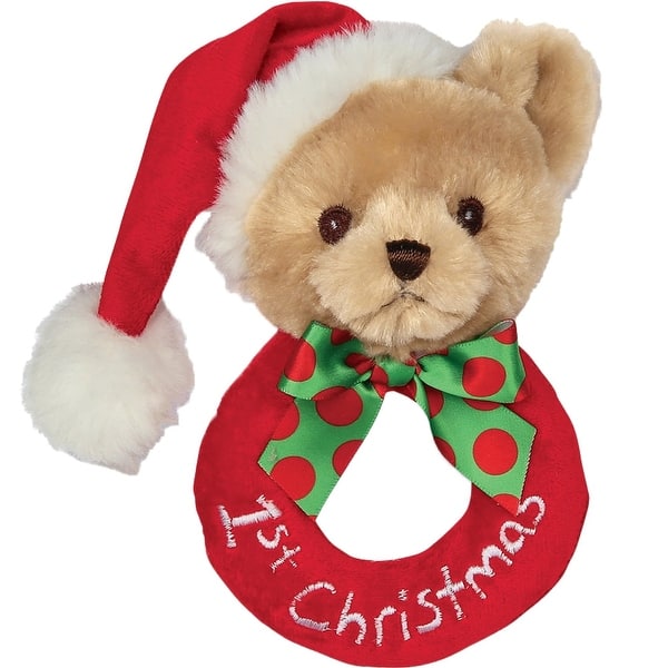 slide 2 of 6, Bearington Baby 1st Christmas 5.5" Teddy Bear Plush Rattle