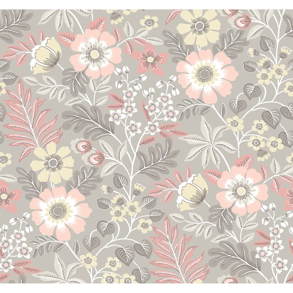 A-Street Prints Voysey Pink Floral Wallpaper