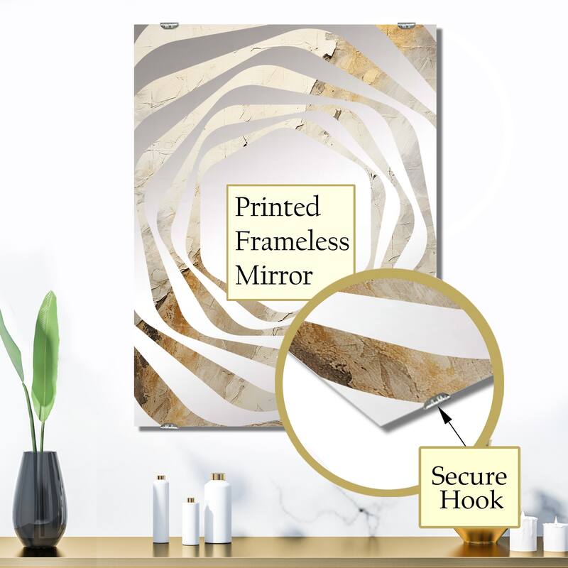 Designart "Earth Minimalist Fossils II" Abstract Collages Mirror White - Modern Wall Mirror Decor For Hallway