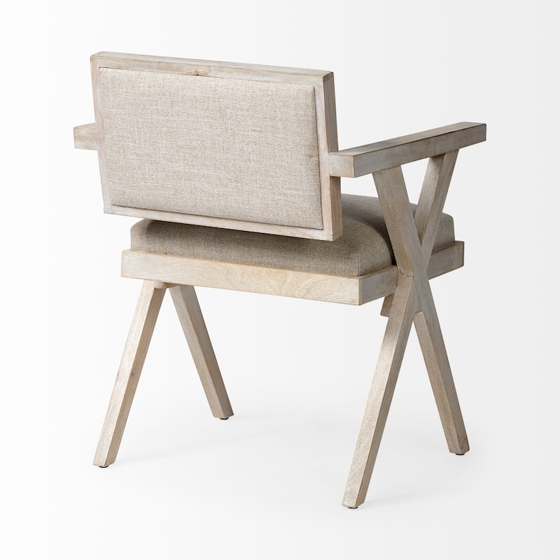 Topanga Beige Fabric Wrap Seat With Blonde Solid Wood Frame Dining Chair - 23"W x 22"D x 31.5"H