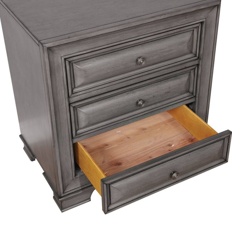Gray 3 Drawer 26 in. W Nightstand with Sturdy Hardware and Ample Storage