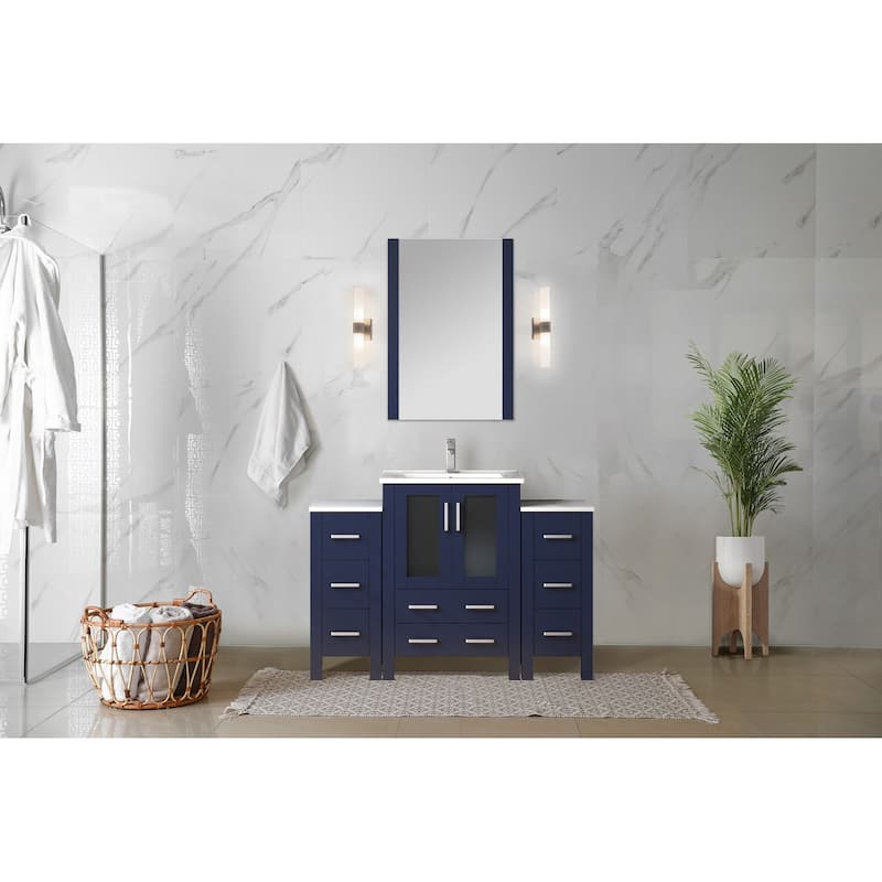 Volez Bath Vanity with Side Cabinet and Mirror