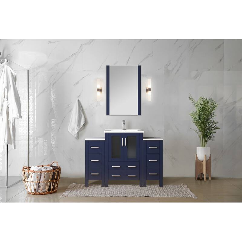 Volez Bath Vanity with Side Cabinets, Ceramic Top & Sink