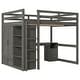 preview thumbnail 11 of 15, Wood Full Size Loft Bed with Built-in Wardrobe, Desk, Storage Shelves and Drawers