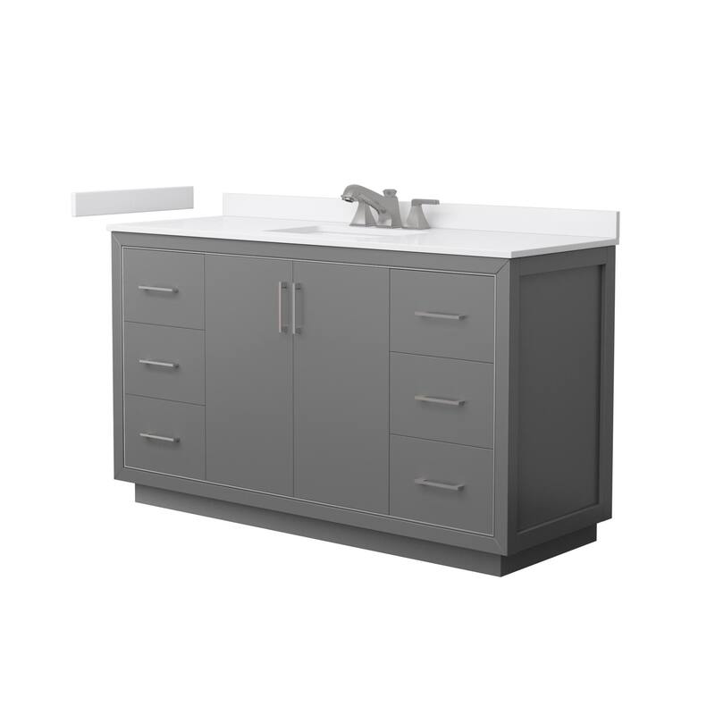 Wyndham Collection WCF1111-60S-VCA-US3MXX Icon 60" Free Standing - Dark Gray / White Cultured Marble Top / Brushed