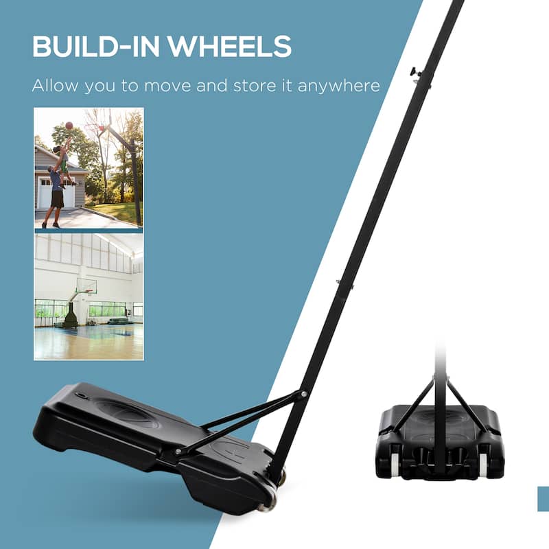 Portable Basketball Hoop Stand 5.1-6.9ft Height-Adjustable with 29'' Backboard Wheels for Indoor Outdoor White