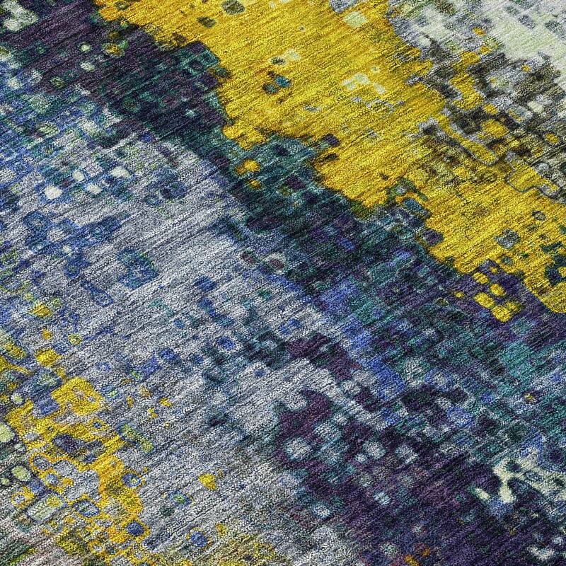 Machine Washable Indoor/ Outdoor Contemporary Abstract Chantille Rug