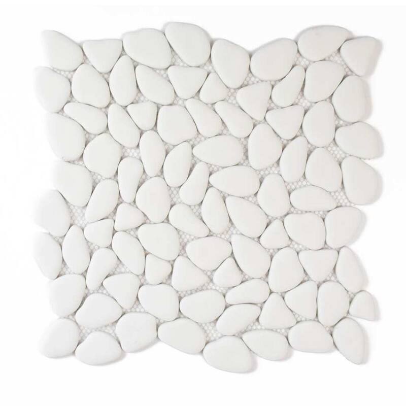 Huron Rock 12x12 Matte Glass Pebble Mosaic Tile - Floor, Wall, Backsplash