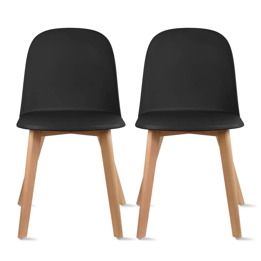 Set of 2 Plastic Dining Side Chair Wood For Event Kitchen Office Event Garden Patio Cafe