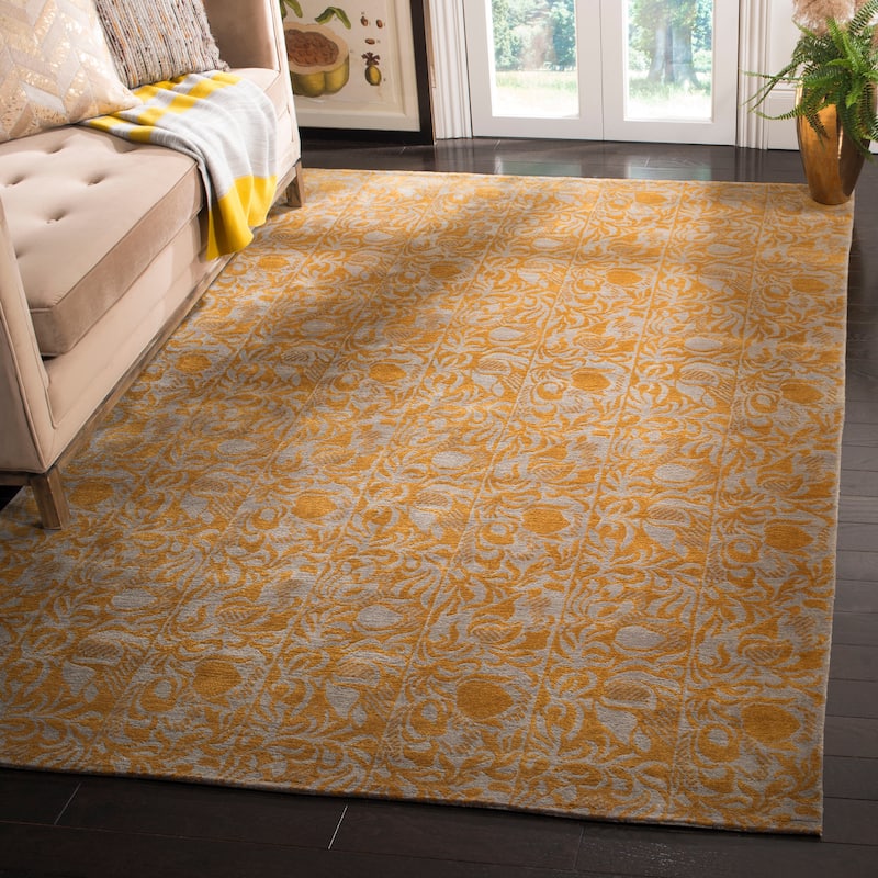 SAFAVIEH Couture Hand-knotted Lyndi Silk/ Wool Rug - 6' x 9' - Gilded Blue