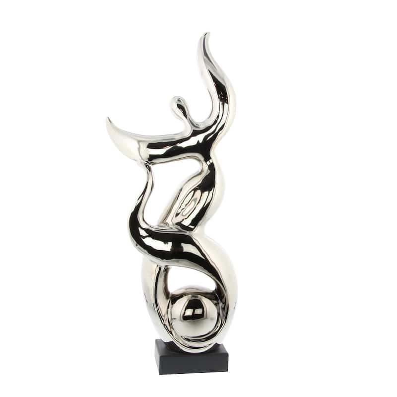 Ceramic People Dancing Sculpture - Silver - Roche River Decor