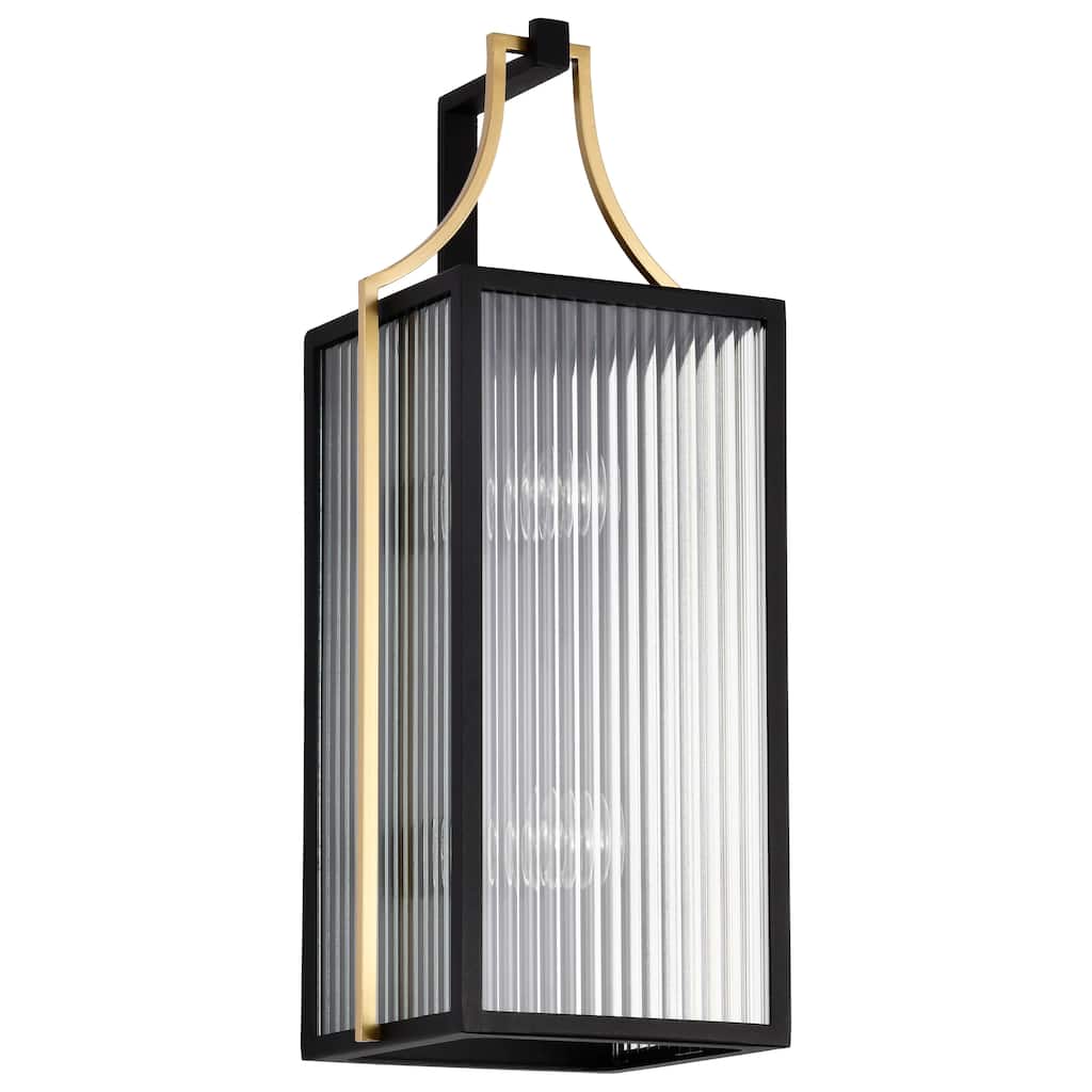 Holden Large Outdoor Lantern Gold and Black Finish Clear Glass - Black / Gold