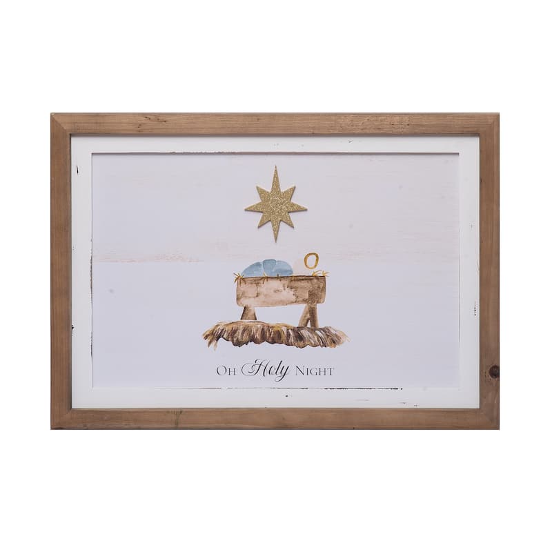 Transpac Wood 22 in. Multicolor Christmas Dimensional Manger Wall Art