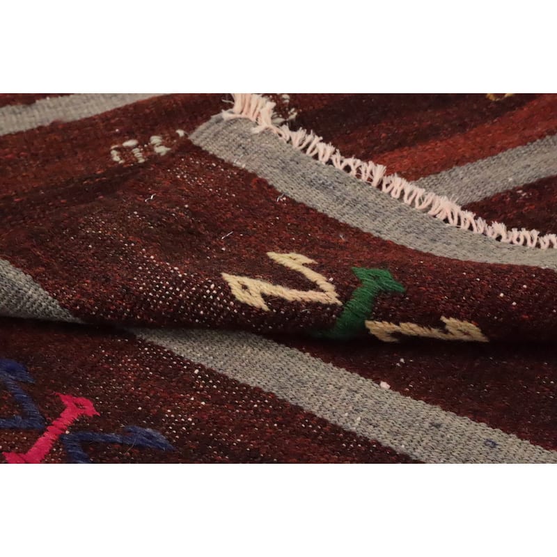 Hand Woven Oriental 100% Wool Carpet Southwestern Tribal Multi-Colored Kilim Area Rug - 9' 8'' X 5' 4''