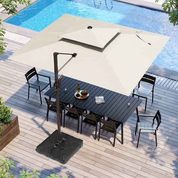 12 ft rectangular patio umbrella PURPLE LEAF 10x13ft Large Outdoor in Wood Color, Cream Wood Grain Yard Umbrella, Sun Umbrellas for Deck Elevate your outdoor space with our rectangle cantilever patio umbrella Pellebant 12 ft. x 9