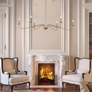 6 Light 64 Inches Minimalist Chandelier in Matte Black / Gold /Chrome