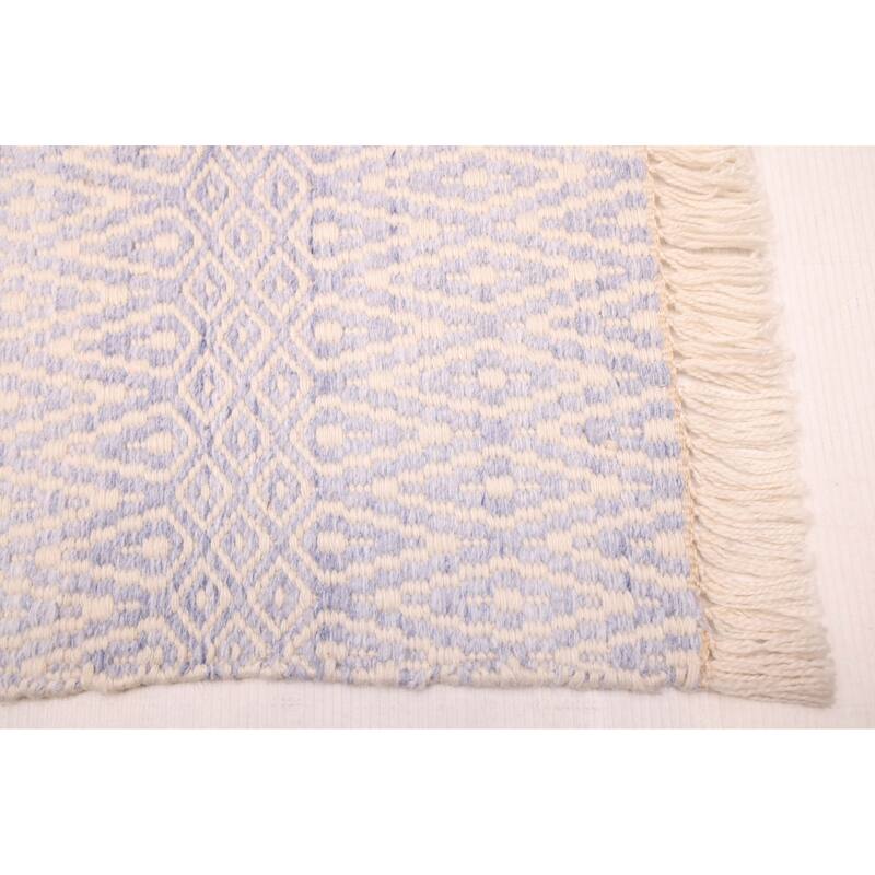 ECARPETGALLERY Flat-Weave Nevada Light Denim Blue Wool Kilim - 5'2 x 7'4