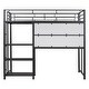 preview thumbnail 3 of 7, Black Metal Loft Bed with Desk, Whiteboard, and 3 Shelves, Includes Ladder