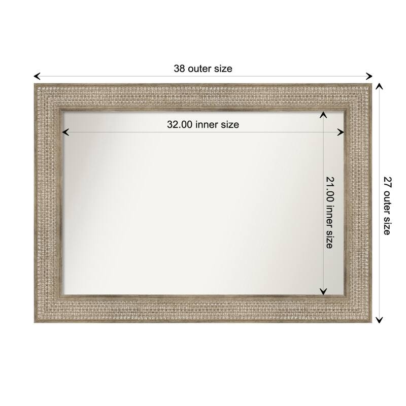 Trellis Silver Framed Non-Beveled Custom Wall Mirror, Bathroom Vanity Mirror - Outer Size: 38 x 27