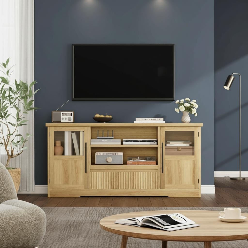 63 Inch Wooden Entertainment Center, up to 72"