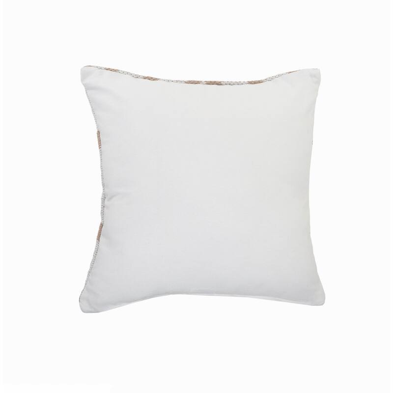 20" Tan and White Geometric Striped Square Throw Pillow
