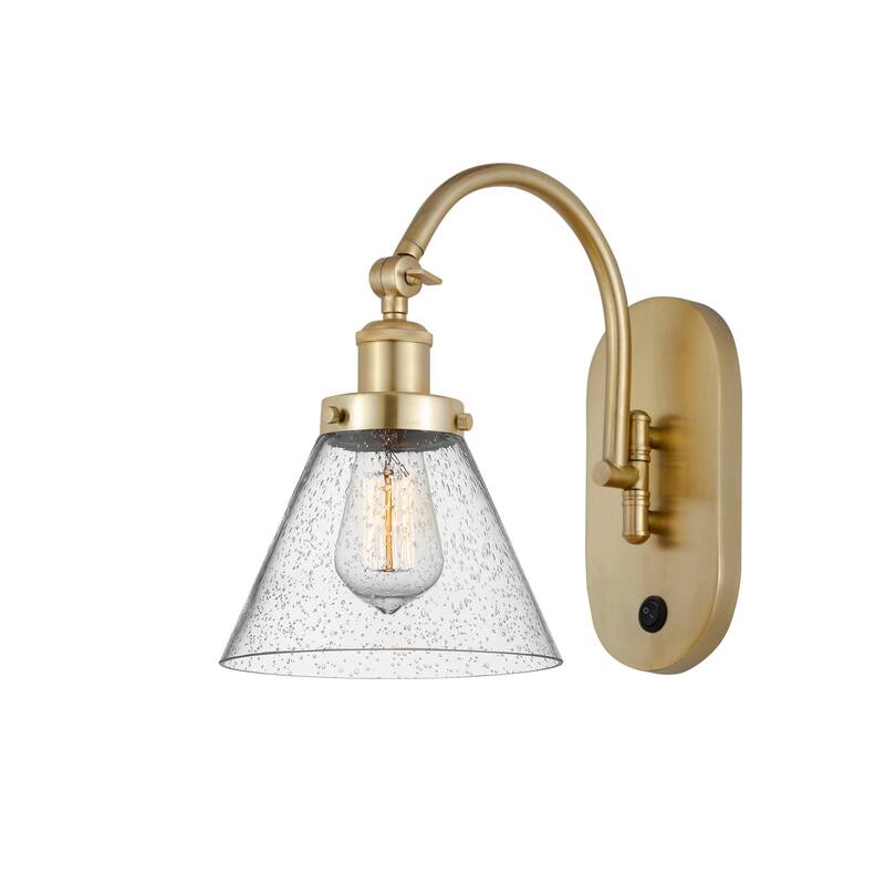 Innovations Lighting 918-1W-13-8 Cone Sconce Cone 13" Tall Wall Sconce - Satin Gold / Seedy