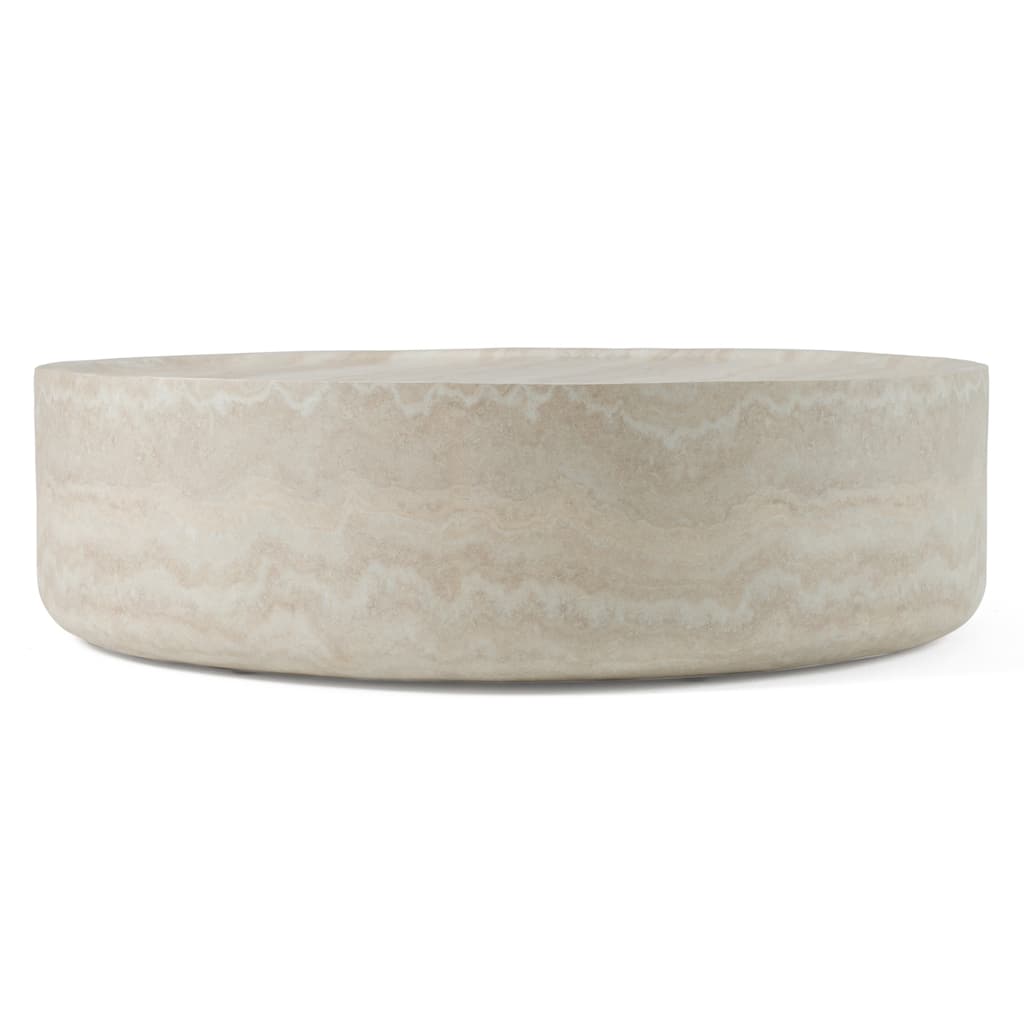 Modrest Benji Modern Faux Travertine Round Small Coffee Table
