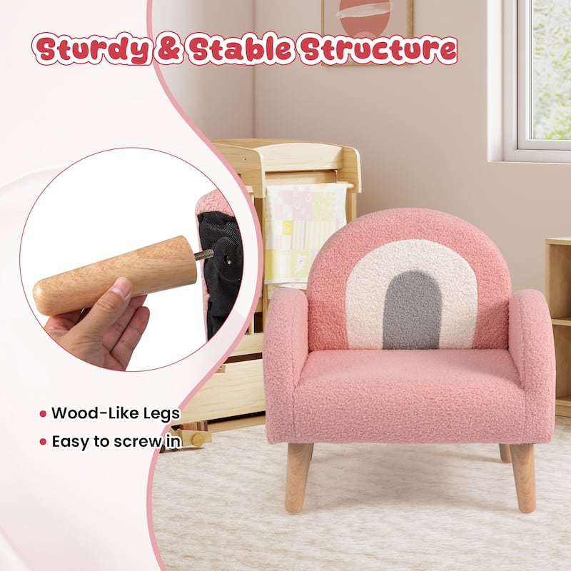 Gymax Soft Plush Kids Couch w/Comfy Backrest & Armrests Upholstered