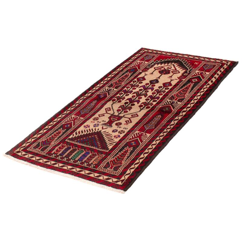 ECARPETGALLERY Hand-knotted Royal Baluch Tan Wool Rug - 3'6 x 6'3
