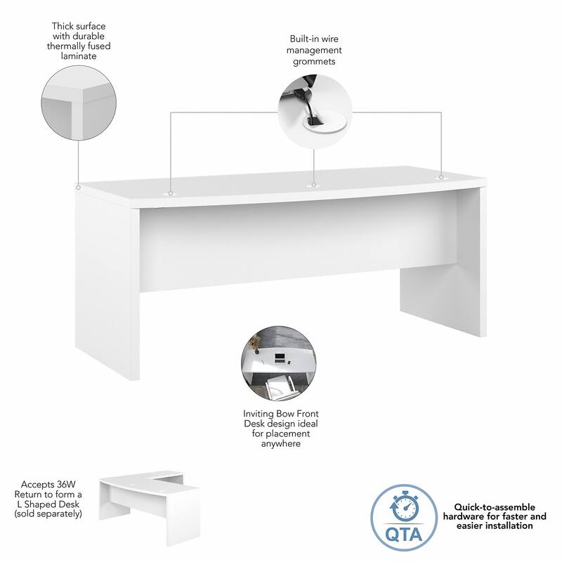 Echo 72W Bow Front Desk by Bush Business Furniture