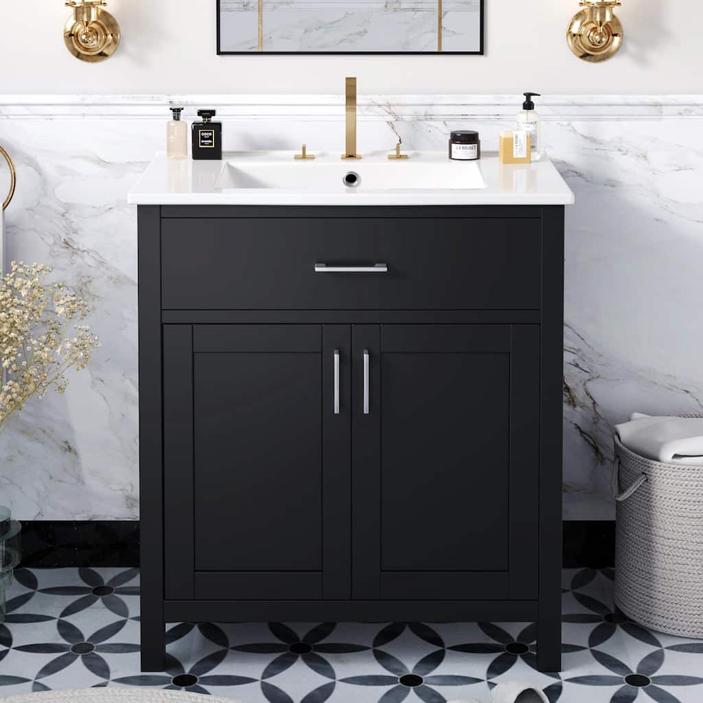 30" Bathroom Vanity with Ceramic Sink and Ample Storage