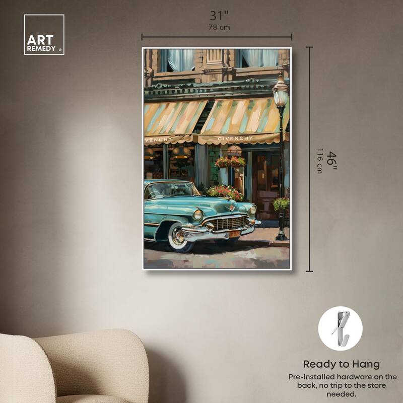 Classic Car Store Visit II Canvas by Art Remedy