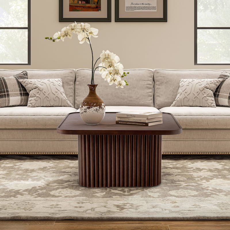 Pedestal Coffee Table with Fluted Base