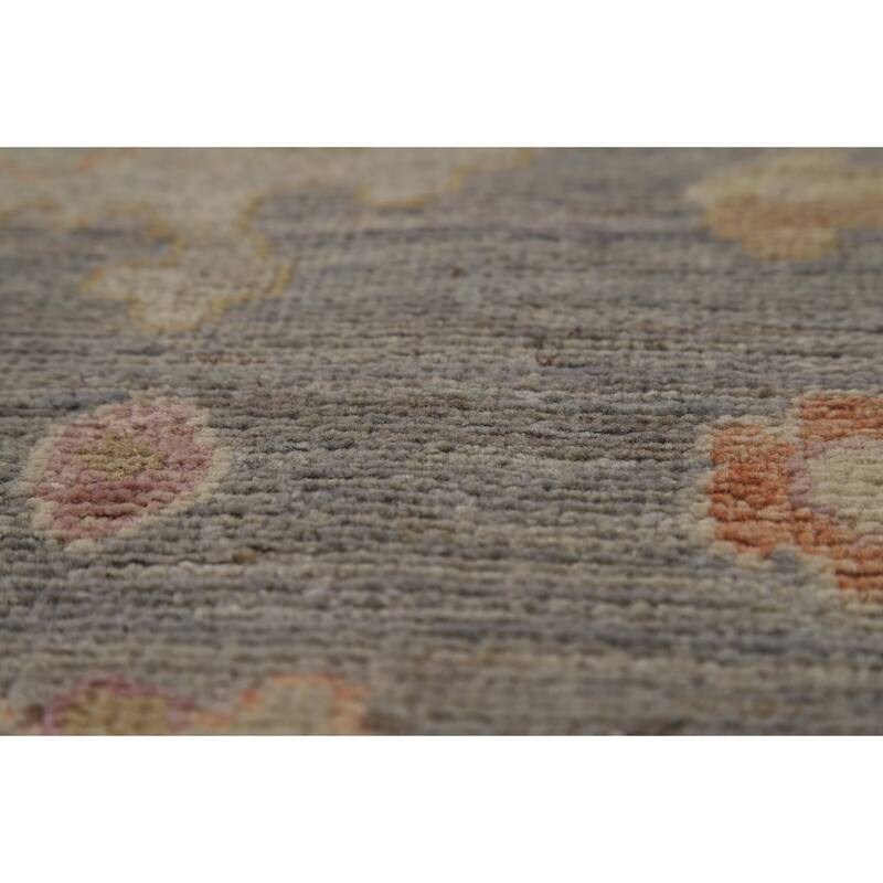 Vegetable Dye Oushak Turkish Area Rug Handmade Blue Floral Wool Carpet - 7'11" x 10'0"