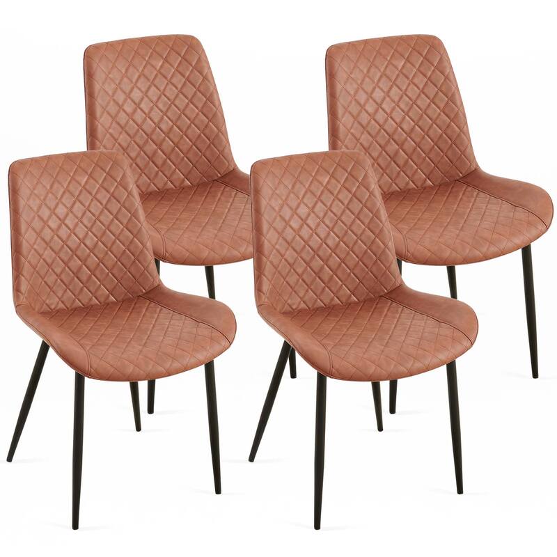 Mid-Century Leathaire Dining Chairs,Side Chair with Metal Legs
