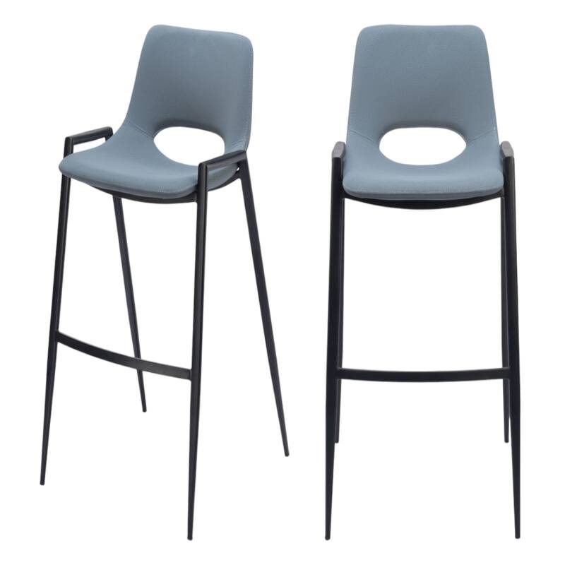 Set of 2 Faux Leather Low Back Chairs with Steel Frame and Footrest