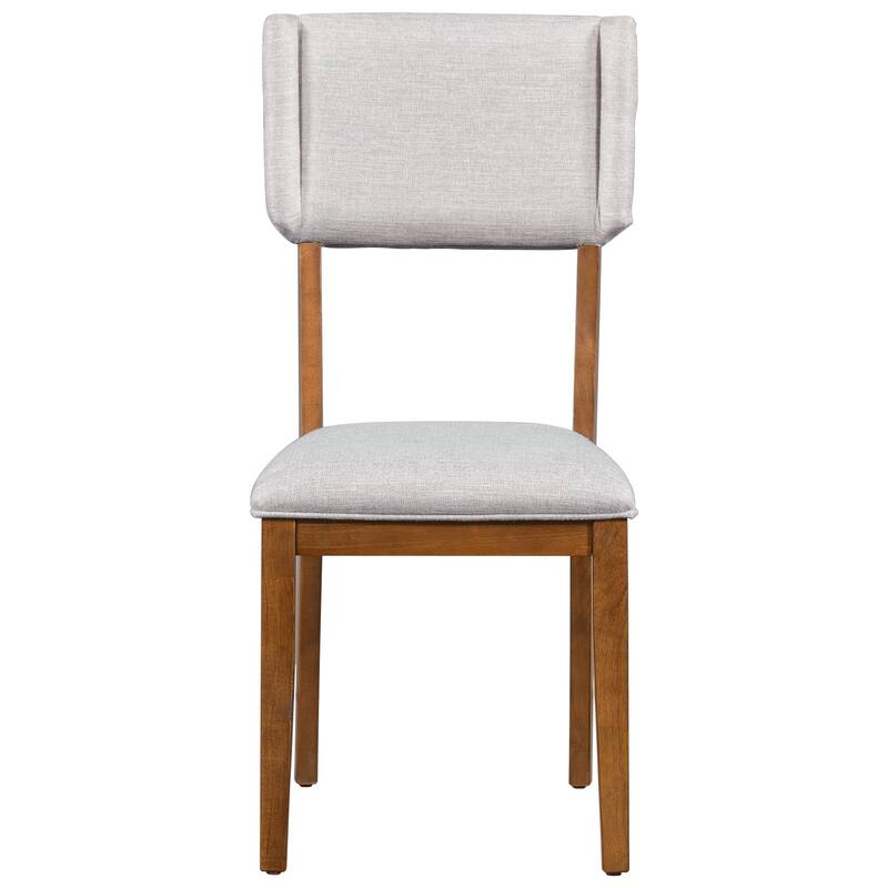 5 Pcs Wood Dining Set, Kitchen Table and Chair Set with Rectangular Table, Trestle Table Base and 4 Upholstered Chairs聽