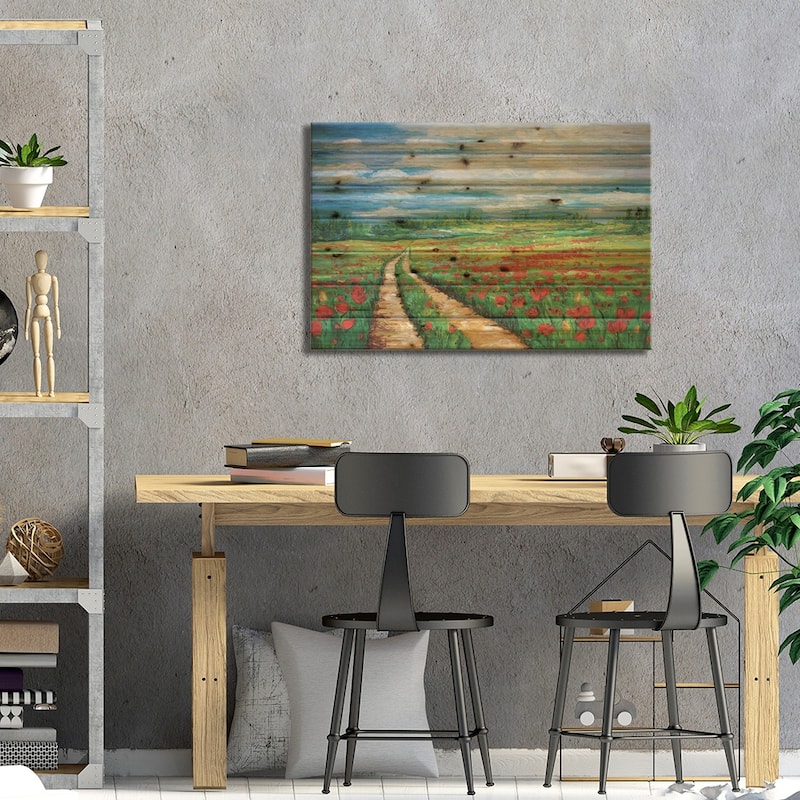 Pathway To Tranquility Print On Wood by Kimberly Adams - Multi-Color