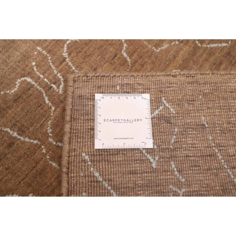 ECARPETGALLERY Hand Loomed Loreto Brown Viscose, Wool Rug - 5'5 x 7'7