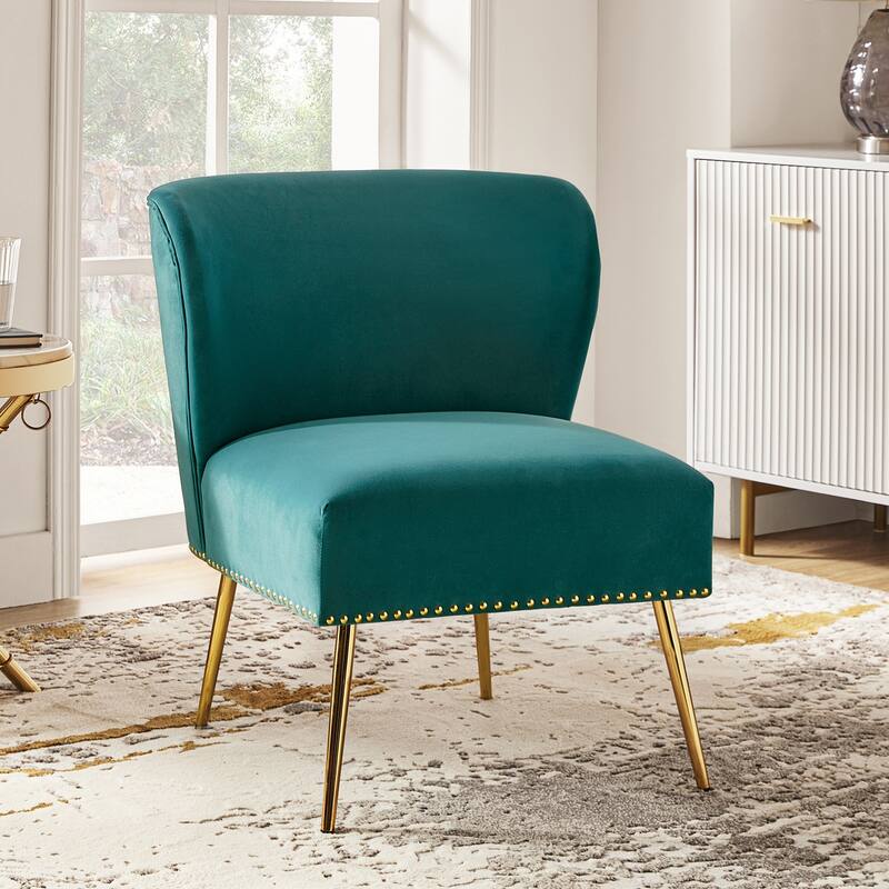 Celtia Modern Velvet Accent Side Chair with Nailhead Trim by HULALA HOME