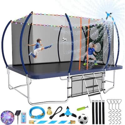 8x14 Ft Rectangle Trampoline for Kids and Adults, Outdoor Trampoline with Stakes