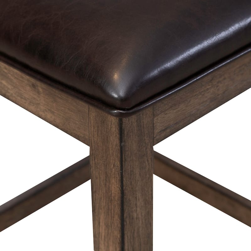 Lennox Weathered Chestnut Upholstered Console Stool - Width 16" x Depth 16" x Height 25"