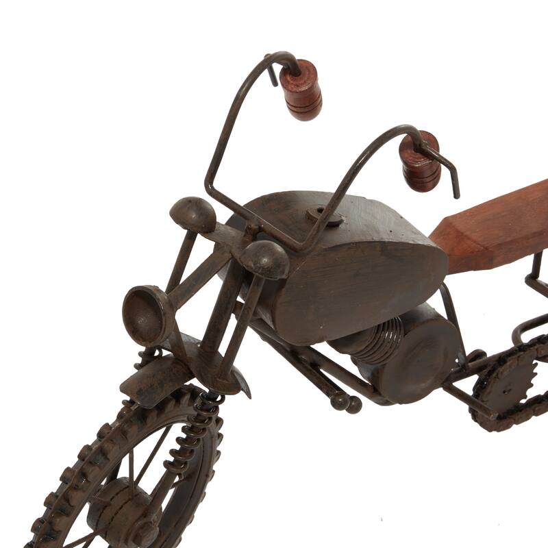 Metal Motorcycle Sculpture - Black - Roche River Decor - 4"W x 16"L x 10"H