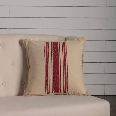 Vintage Burlap Stripe Pillow