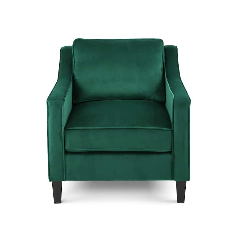 Roomfitters Velvet Accent Chair, Upholstered Armchair for Living Room Seating with Sloping Arms, Cozy Club Chair